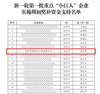 華新機電晉升國家重點“小巨人”啦！